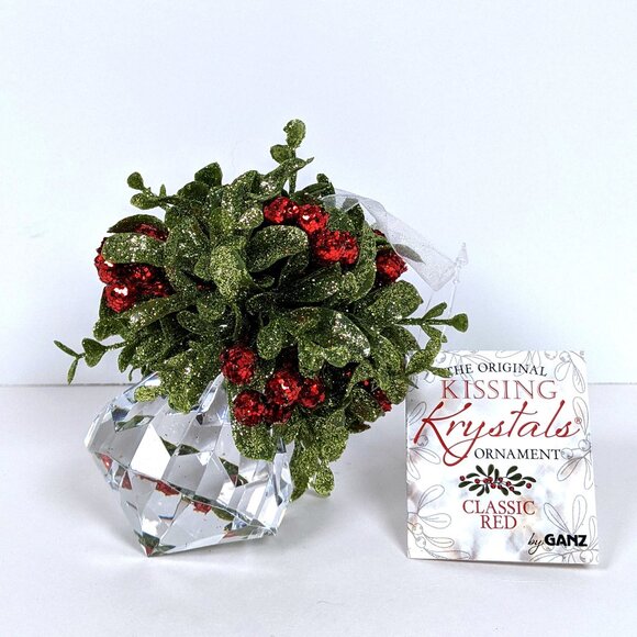 Ganz Kissing Krystal Acrylic Christmas Mistletoe Ornament with Hanger Large NWT - Picture 1 of 4